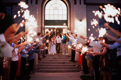 Sparkler exit at a wedding