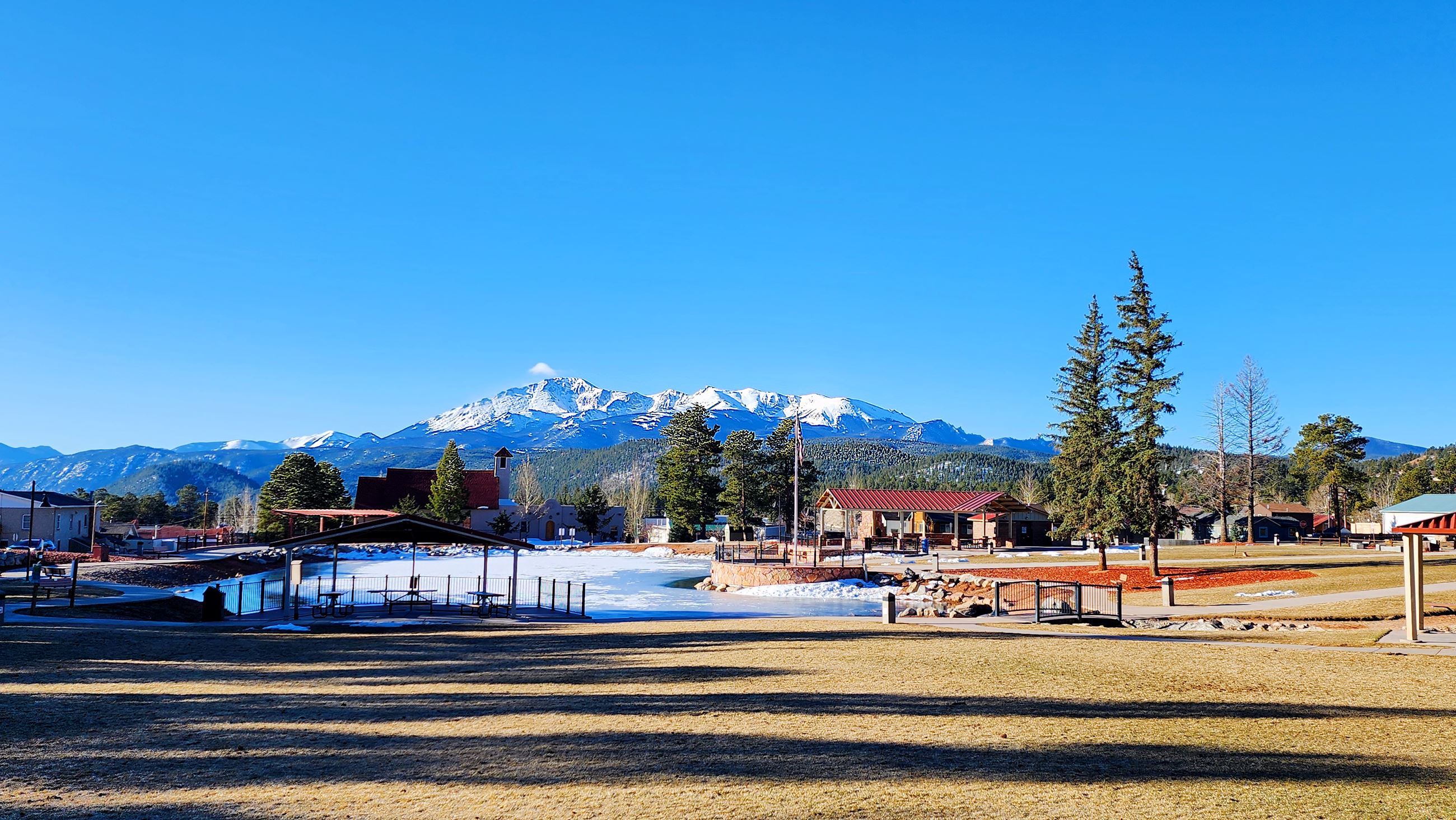 Memorial Park with a view of Pikes Peak