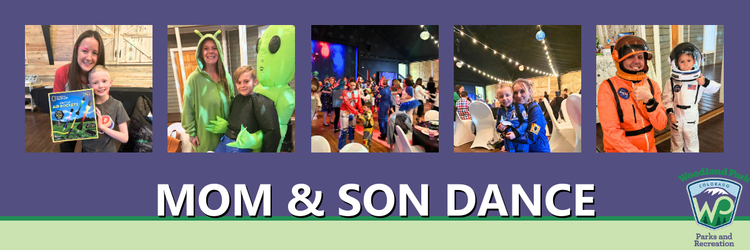 Mom & Son dance banner showing 4 images from the event including mothers & sons