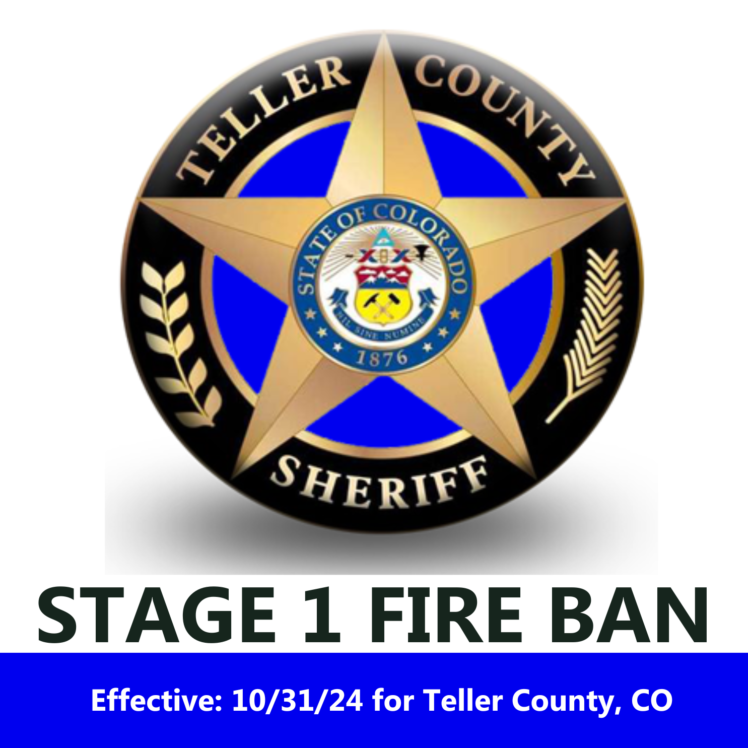 Teller County Announcement with image of Teller Co. Sheriff logo