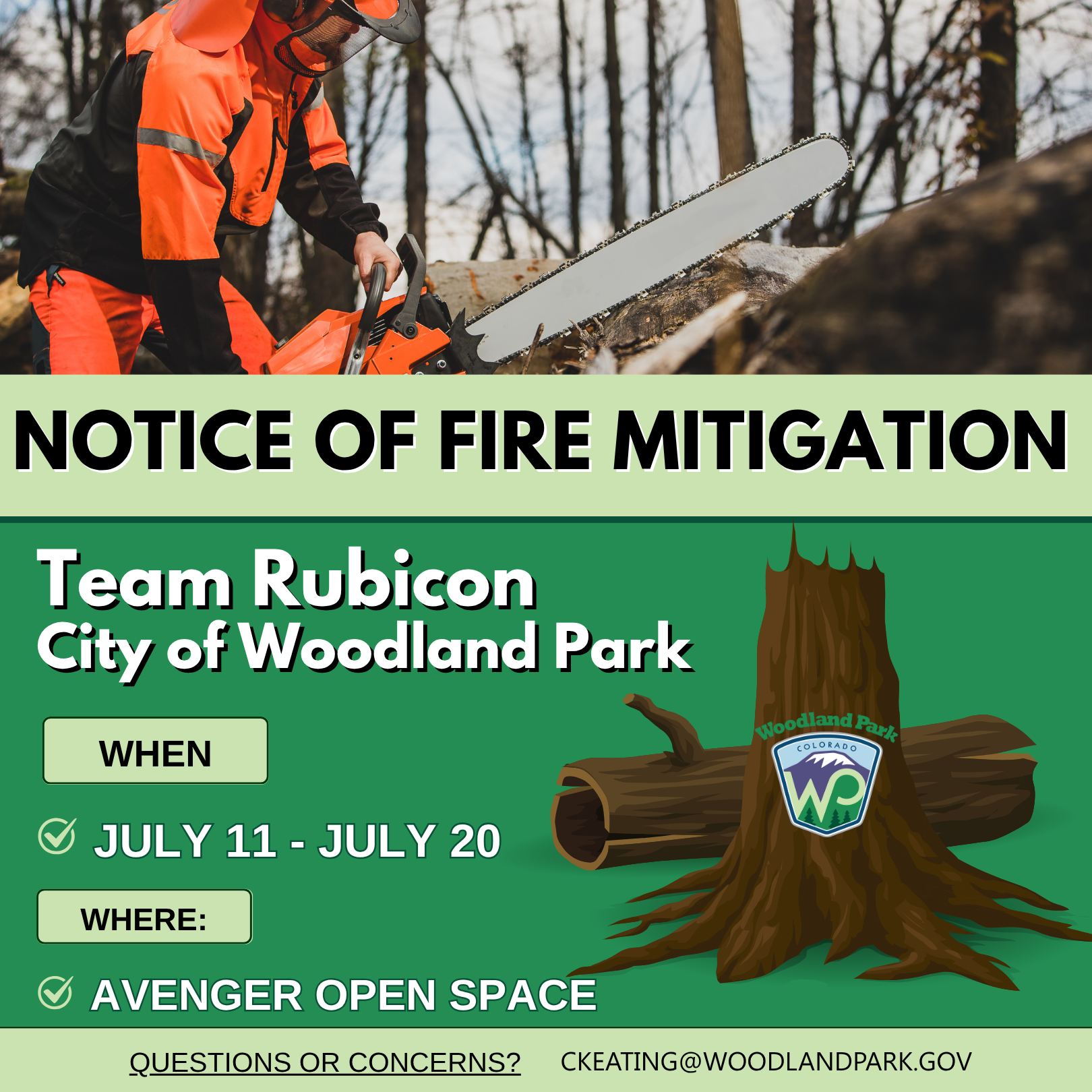 Fire Mitigation at Avenger Open Space - images of people cutting trees