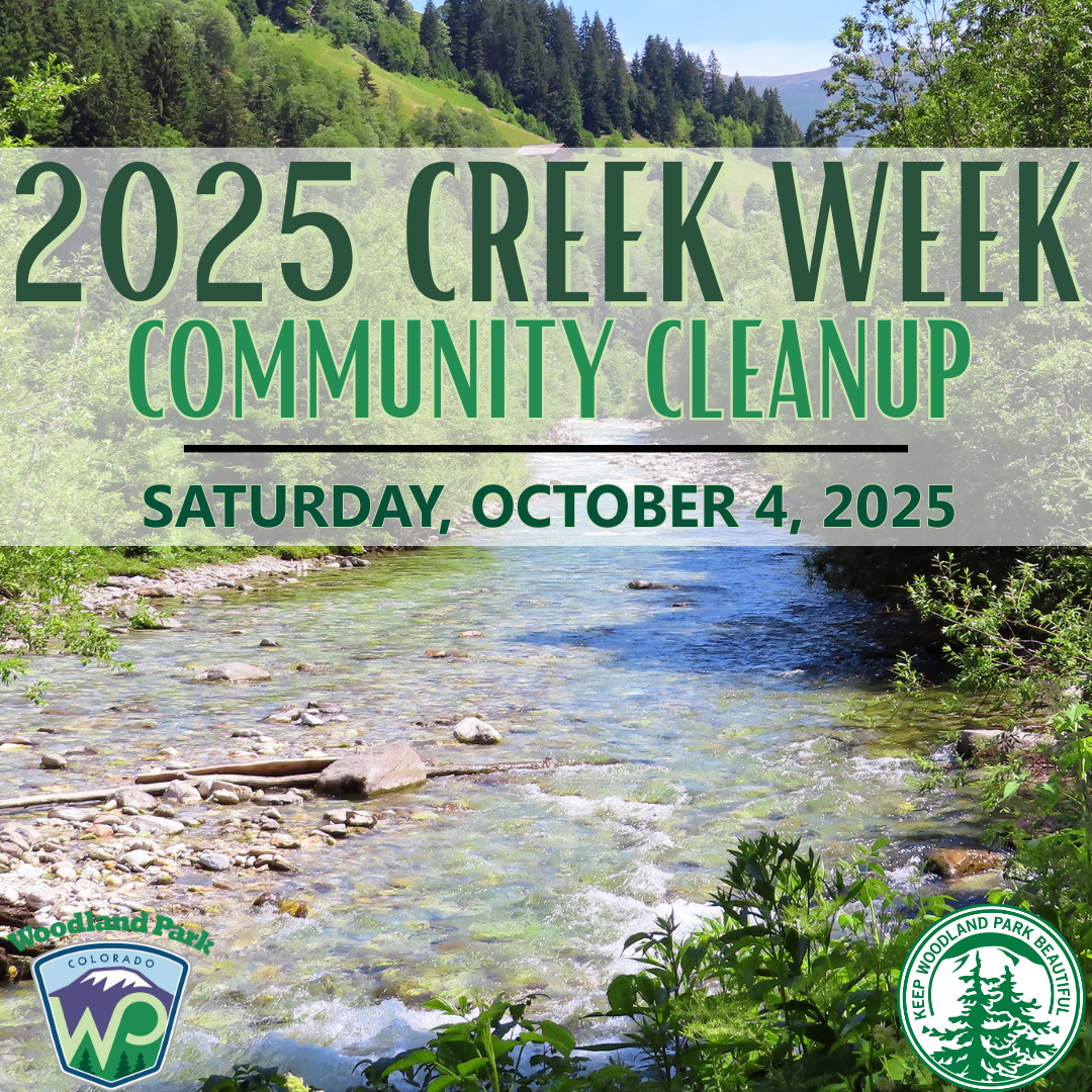 CREEK WEEK volunteer event with a photo of a creek and trees