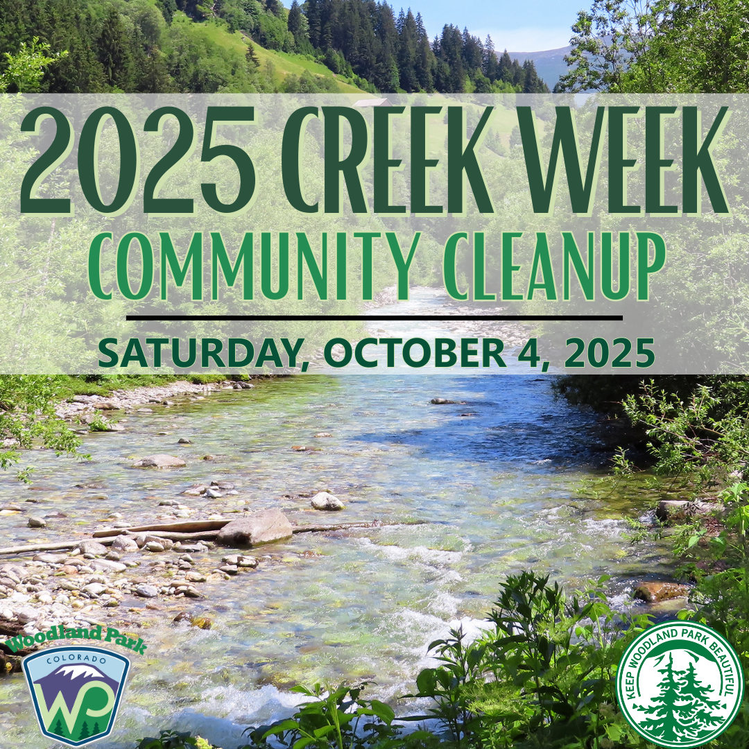 CREEK WEEK volunteer event with a photo of a creek and trees