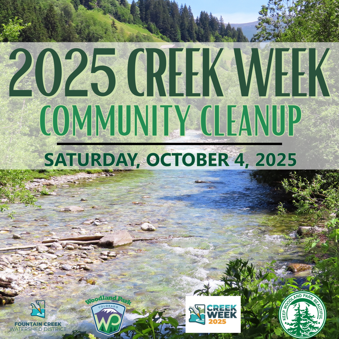 CREEK WEEK announcement with image of trees and a creek
