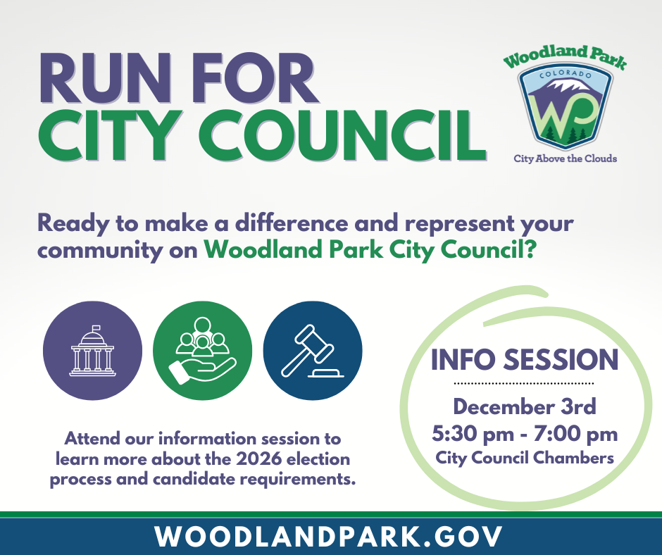 Run for City Council Info Session - graphics of city hall, a gavel and people with city logo