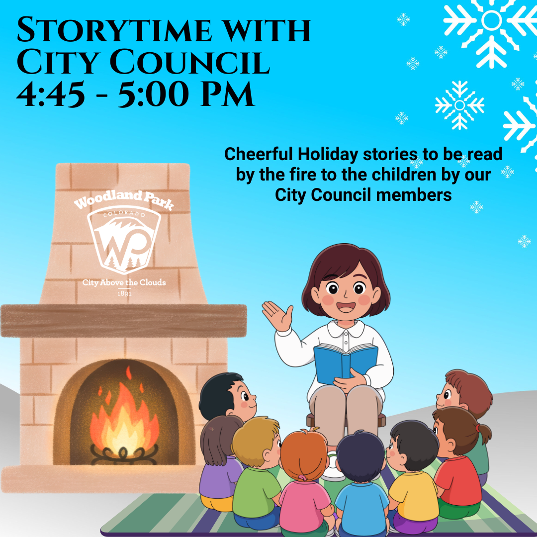 Storytime with Council - fireplace with children being read a story