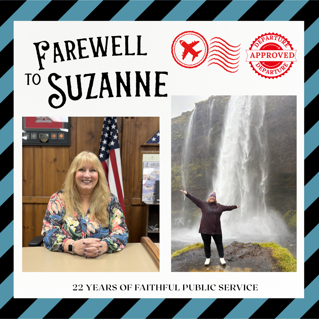 Suzanne Retirement announcement with 2 photos of her