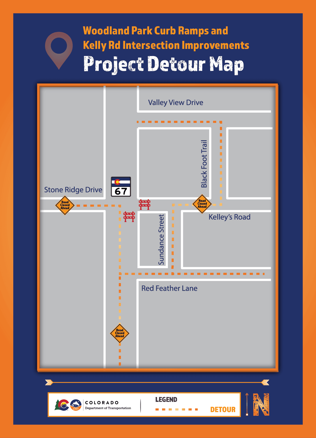 Woodland Park Detour Map