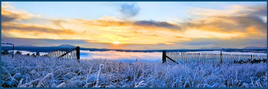 sunset with fog over woodland park