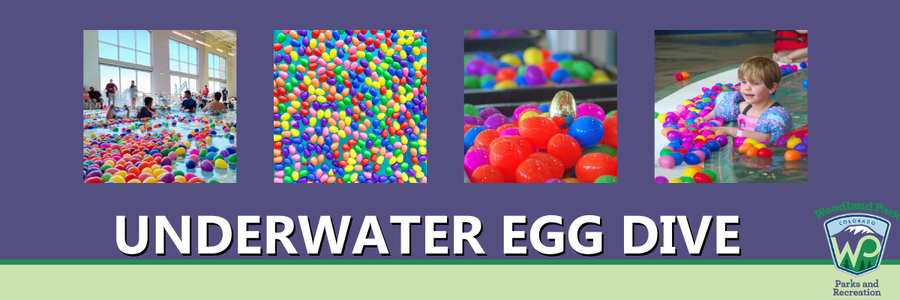 Underwater Egg Dive banner with 4 images of the egg dive event