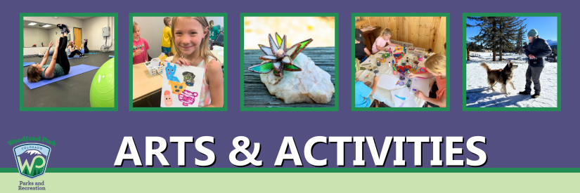 Arts & Activities page banner image showing 4 photos of various arts and activities