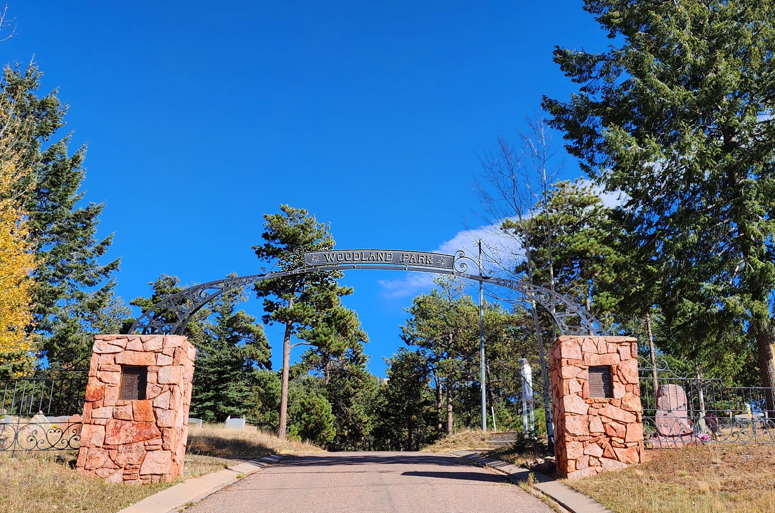 Entrance of the Woodland Park Cemetery