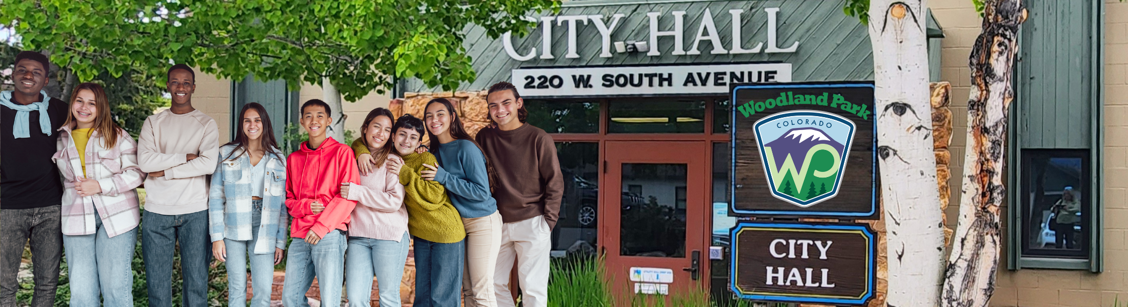 Mayor's youth advisory council banner with image of City Hall and teenagers