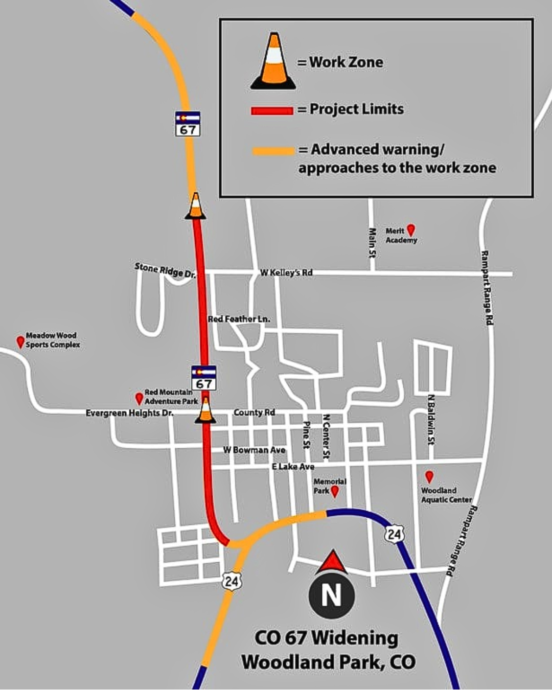 Map of Hwy 67 Widening project